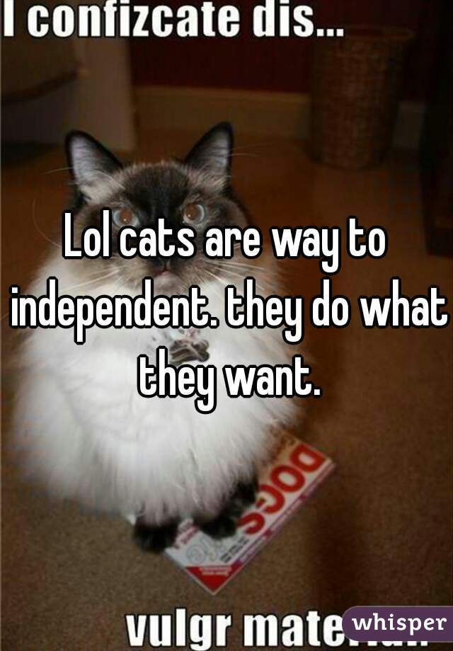 Lol cats are way to independent. they do what they want.