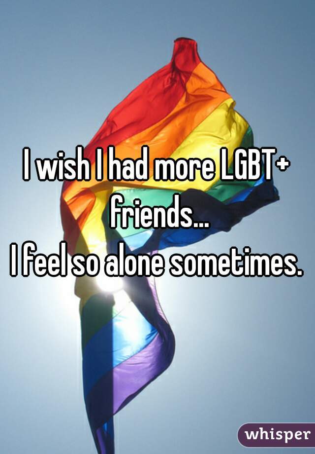 I wish I had more LGBT+ friends...
I feel so alone sometimes.