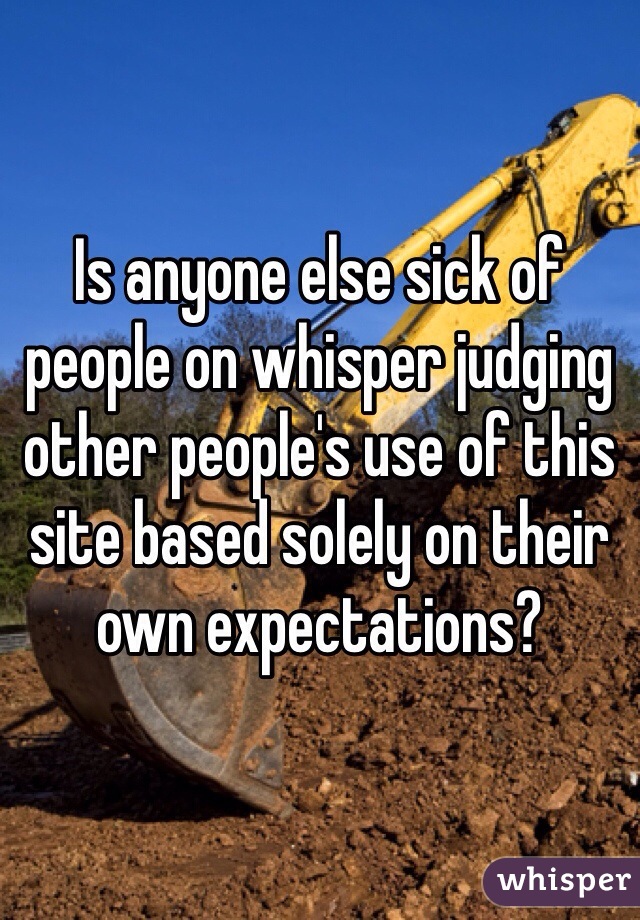Is anyone else sick of people on whisper judging other people's use of this site based solely on their own expectations?