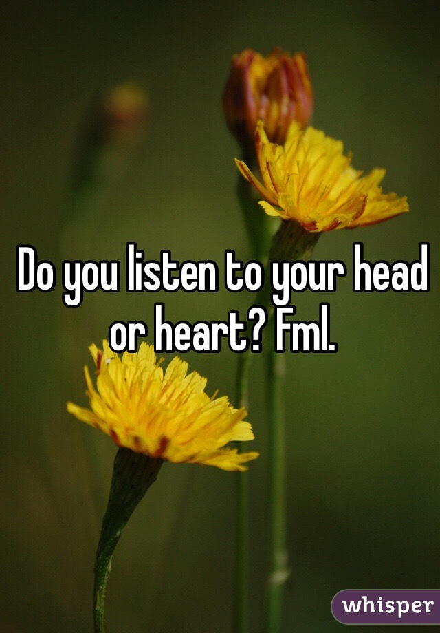 Do you listen to your head or heart? Fml.