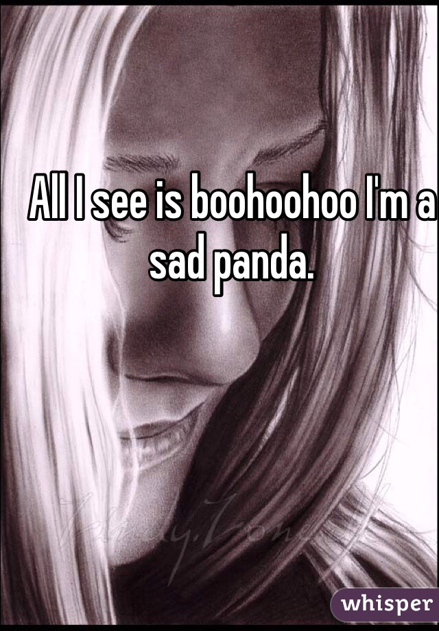 All I see is boohoohoo I'm a sad panda. 