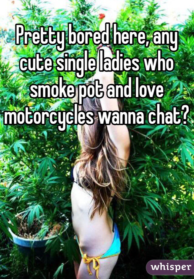 Pretty bored here, any cute single ladies who smoke pot and love motorcycles wanna chat?

