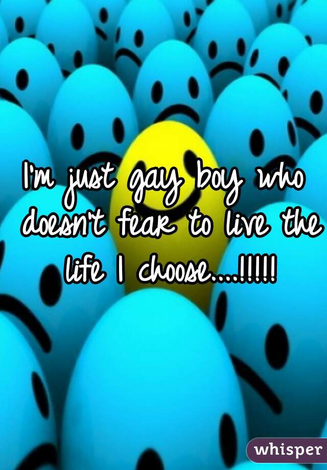 I'm just gay boy who doesn't fear to live the life I choose....!!!!!