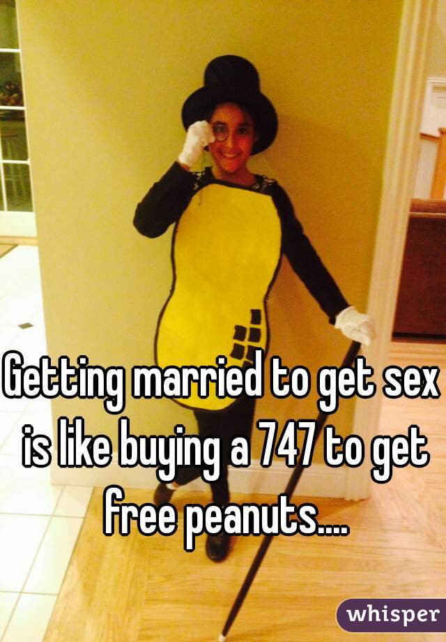 Getting married to get sex is like buying a 747 to get free peanuts....