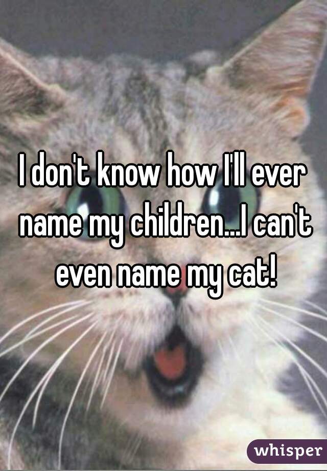 I don't know how I'll ever name my children...I can't even name my cat!