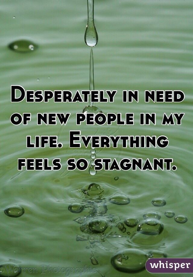 Desperately in need of new people in my life. Everything feels so stagnant. 
