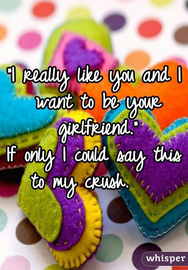 "I really like you and I want to be your girlfriend."

If only I could say this to my crush.    