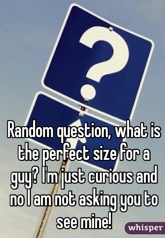 Random question, what is the perfect size for a guy? I'm just curious and no I am not asking you to see mine!