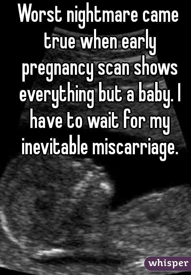 Worst nightmare came true when early pregnancy scan shows everything but a baby. I have to wait for my inevitable miscarriage.