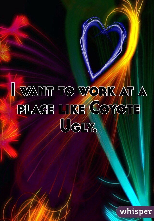 I want to work at a place like Coyote Ugly.