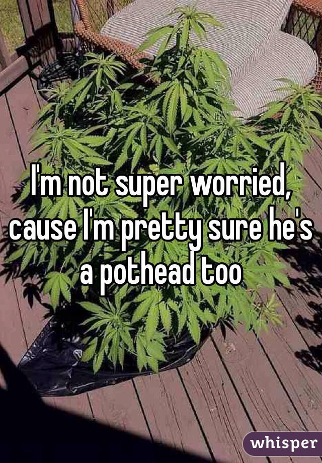 I'm not super worried, cause I'm pretty sure he's a pothead too