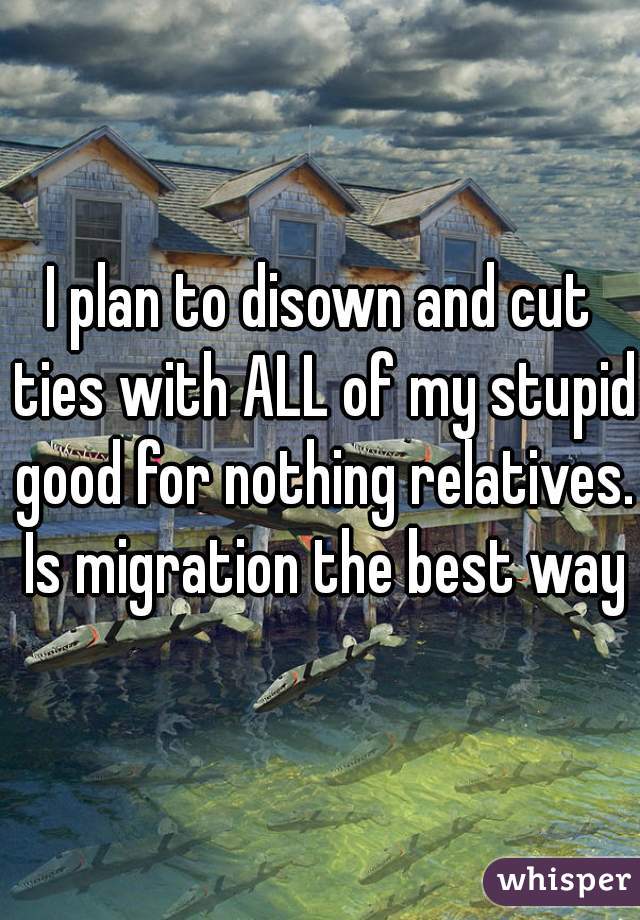 I plan to disown and cut ties with ALL of my stupid good for nothing relatives. Is migration the best way?