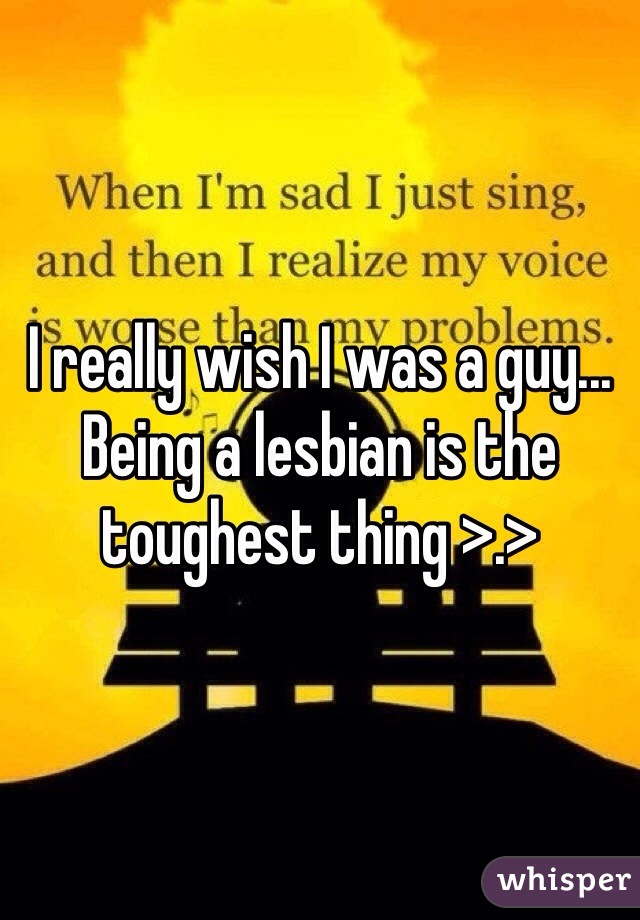 I really wish I was a guy... Being a lesbian is the toughest thing >.>