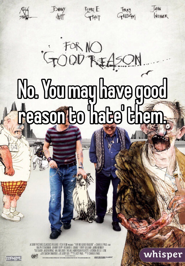 No. You may have good reason to 'hate' them.