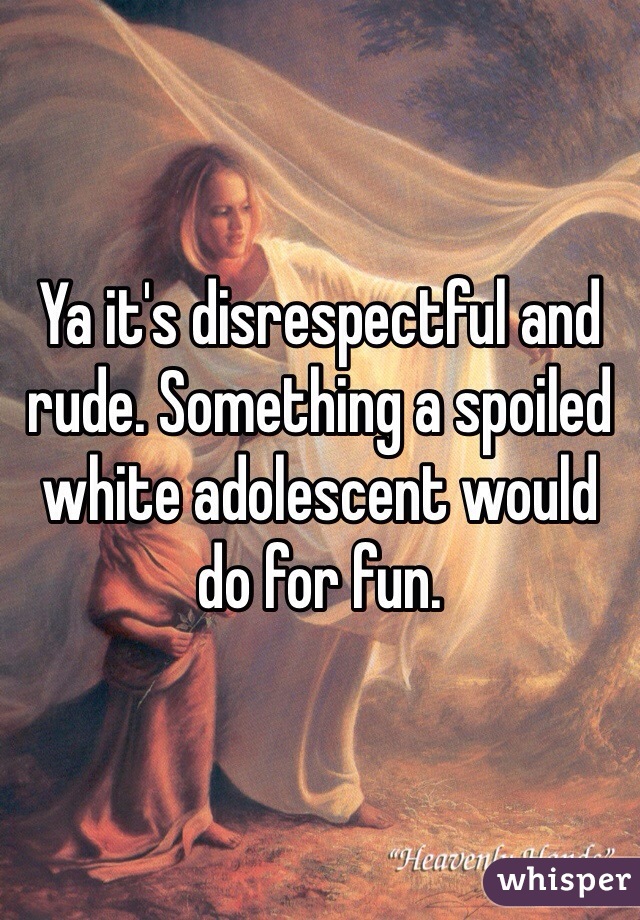 Ya it's disrespectful and rude. Something a spoiled white adolescent would do for fun.