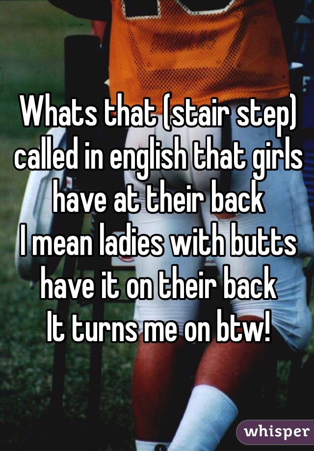 Whats that (stair step) called in english that girls have at their back
I mean ladies with butts have it on their back
It turns me on btw! 