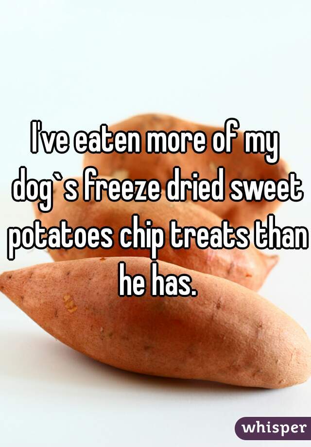 I've eaten more of my dog`s freeze dried sweet potatoes chip treats than he has.