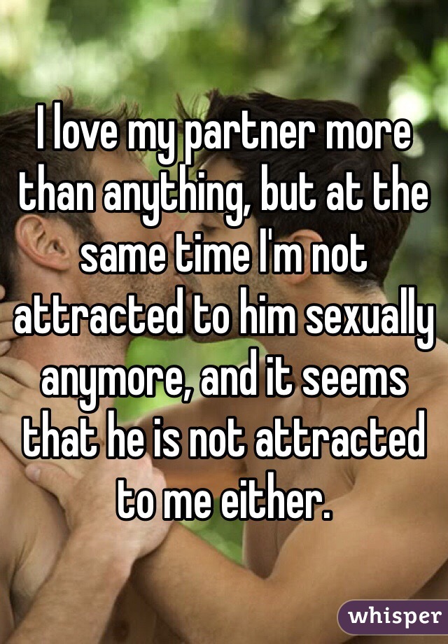 I love my partner more than anything, but at the same time I'm not attracted to him sexually anymore, and it seems that he is not attracted to me either. 
