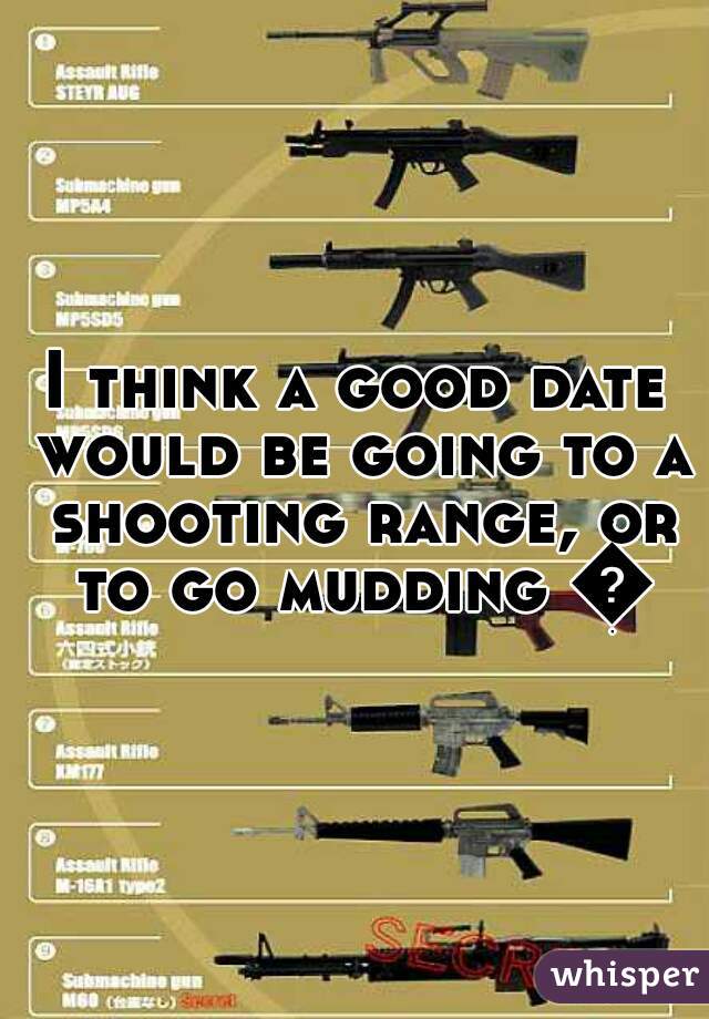 I think a good date would be going to a shooting range, or to go mudding 👍