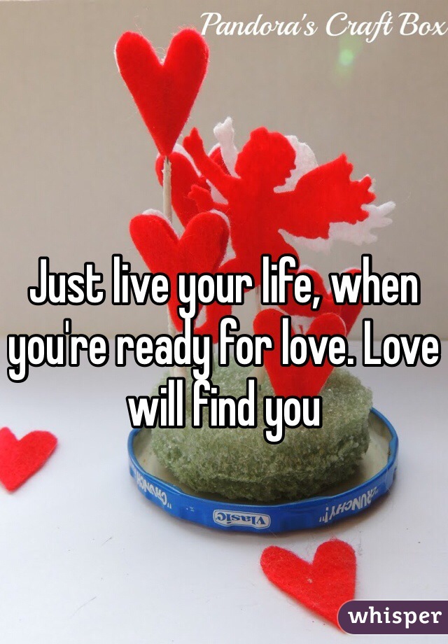 Just live your life, when you're ready for love. Love will find you 