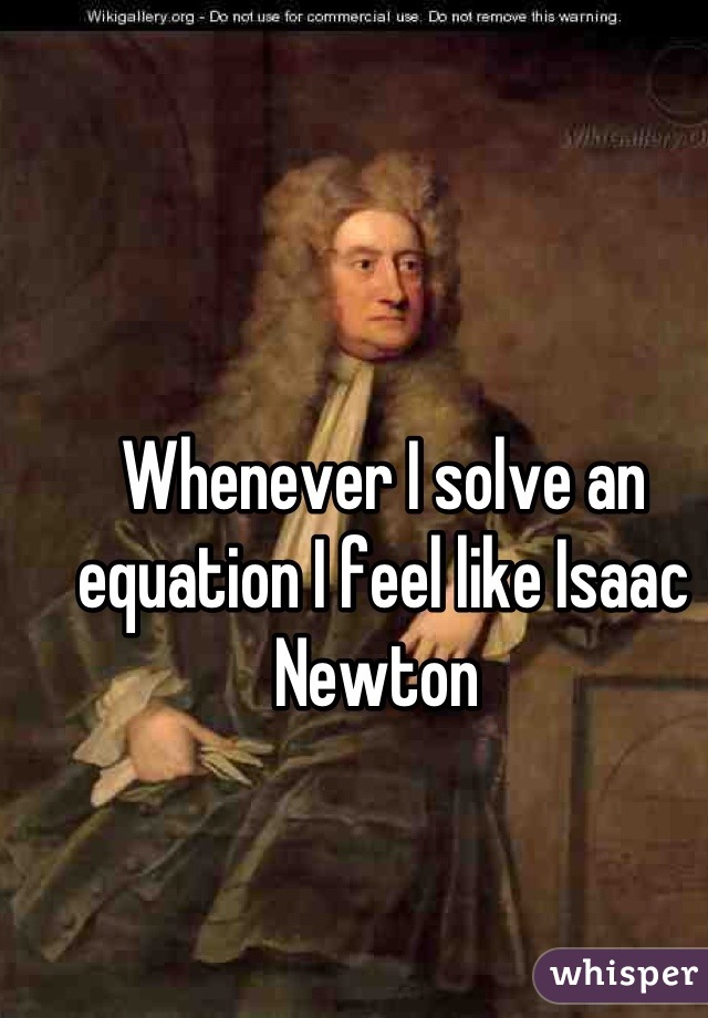 Whenever I solve an equation I feel like Isaac Newton 
