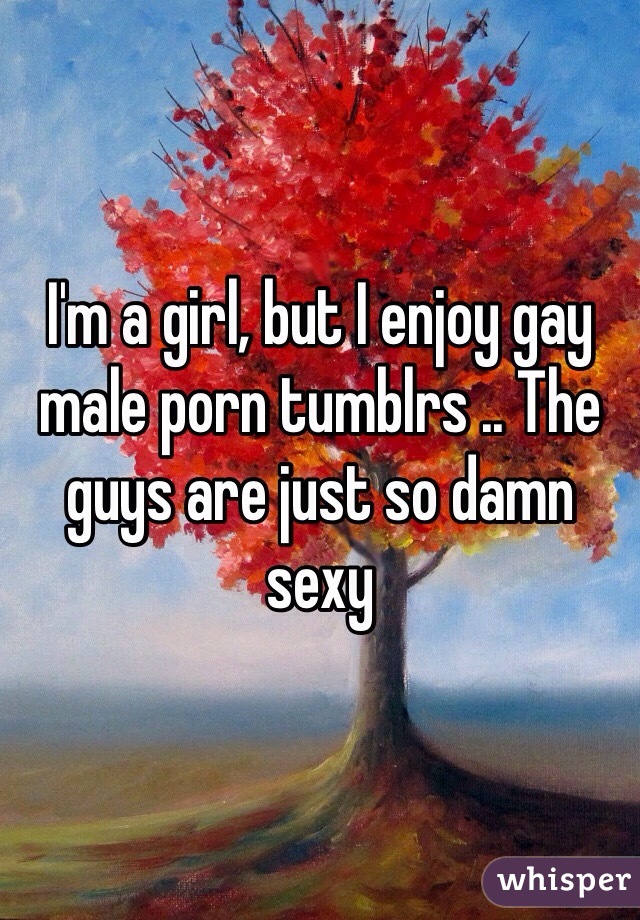 I'm a girl, but I enjoy gay male porn tumblrs .. The guys are just so damn sexy 