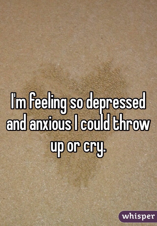 I'm feeling so depressed and anxious I could throw up or cry.