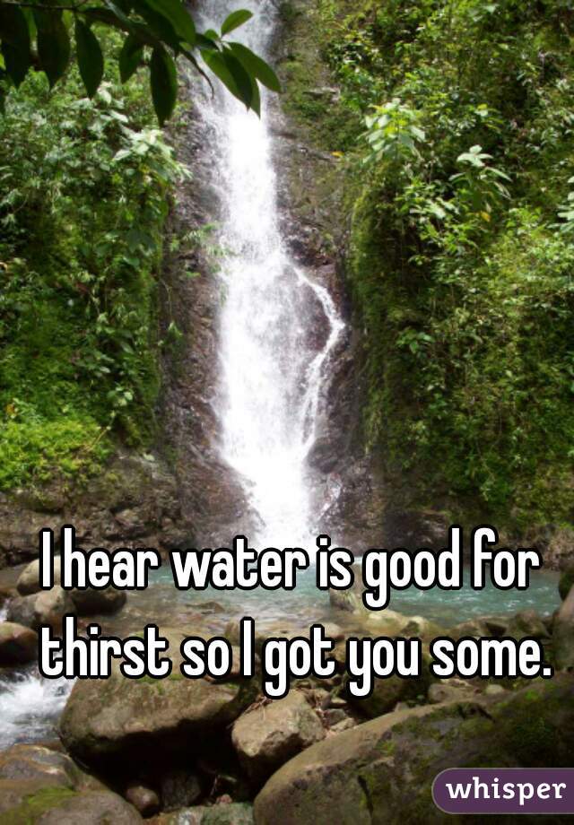 I hear water is good for thirst so I got you some.
