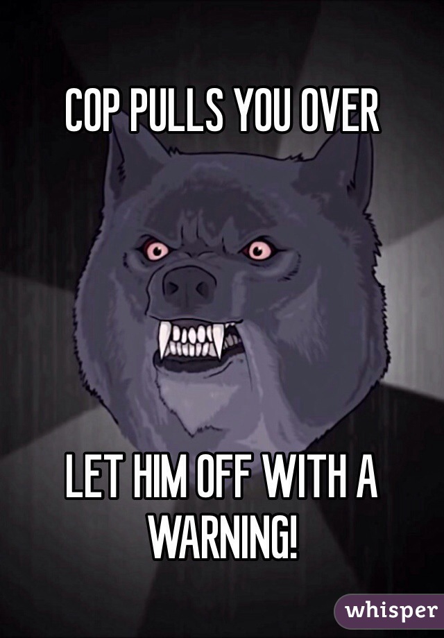 COP PULLS YOU OVER





LET HIM OFF WITH A WARNING!