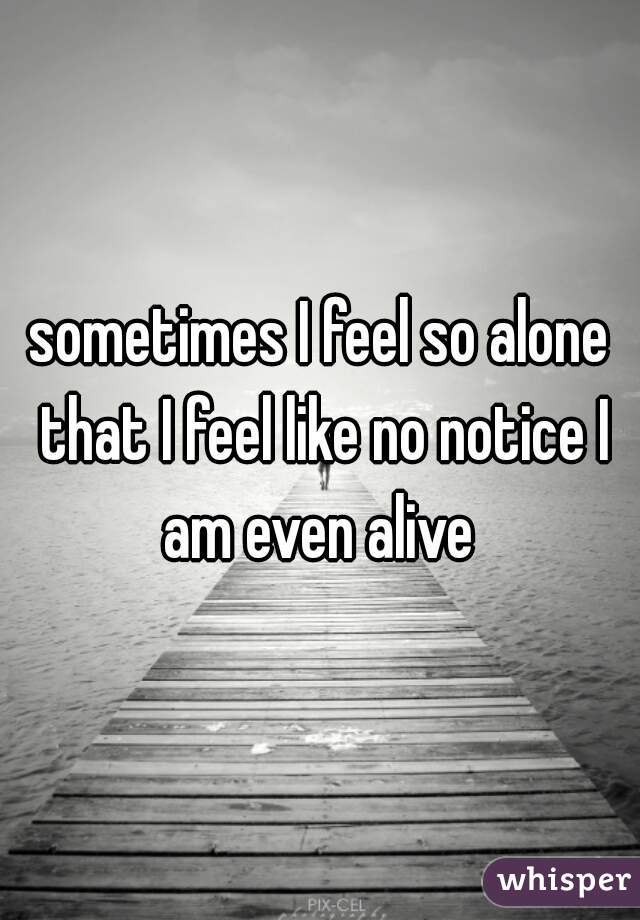 sometimes I feel so alone that I feel like no notice I am even alive 