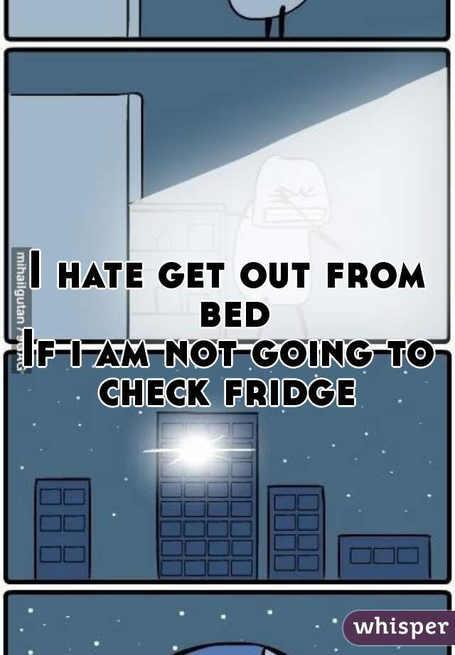 I hate get out from bed
If i am not going to check fridge 