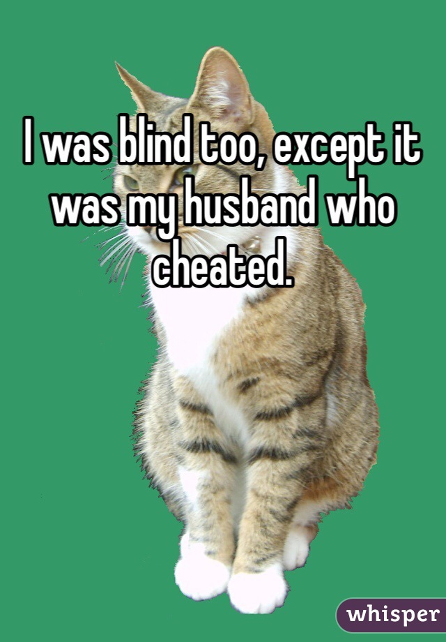 I was blind too, except it was my husband who cheated.