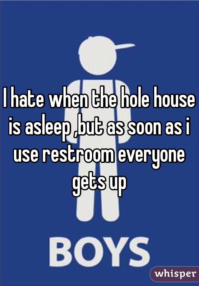 I hate when the hole house is asleep ,but as soon as i use restroom everyone  gets up