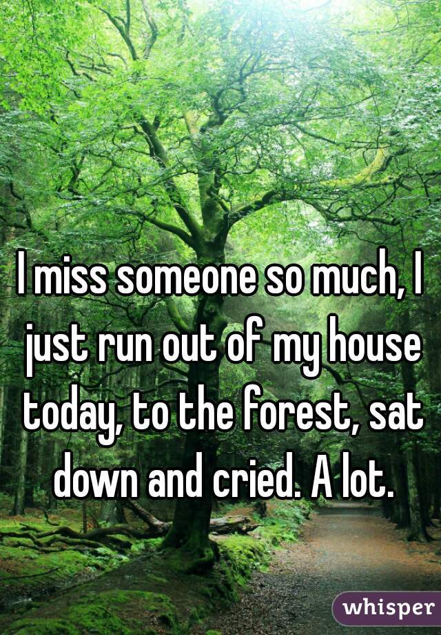 I miss someone so much, I just run out of my house today, to the forest, sat down and cried. A lot.