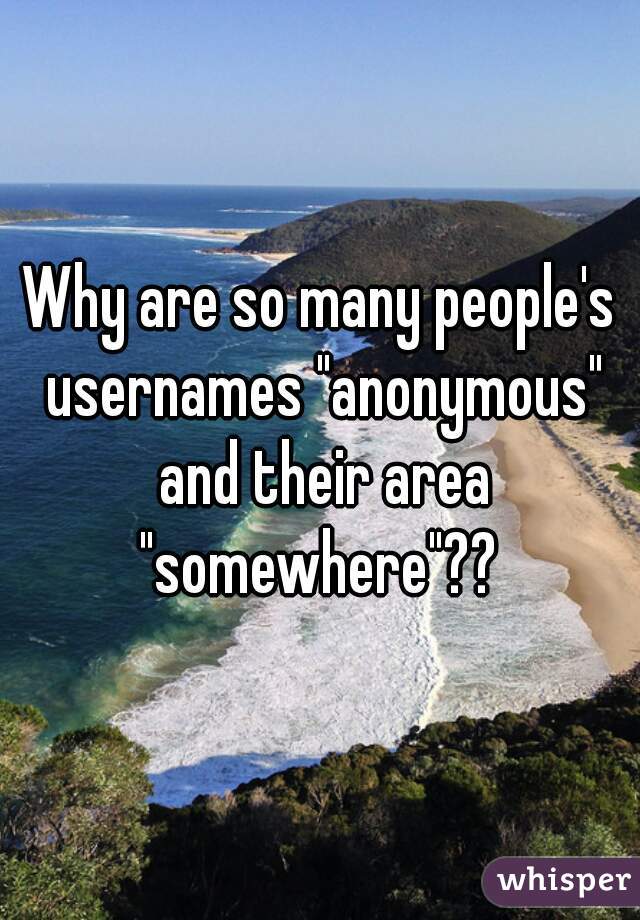 Why are so many people's usernames "anonymous" and their area "somewhere"?? 