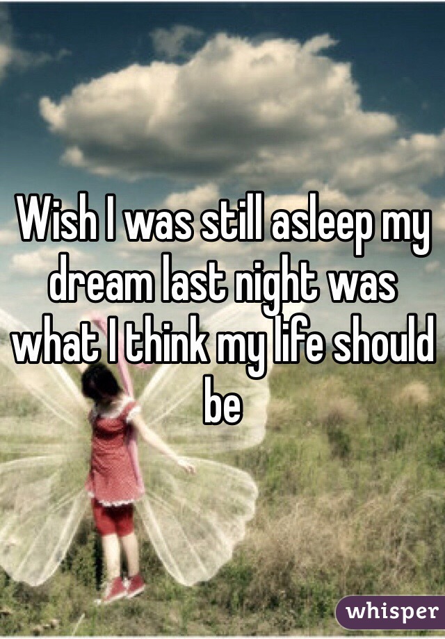 Wish I was still asleep my dream last night was what I think my life should be