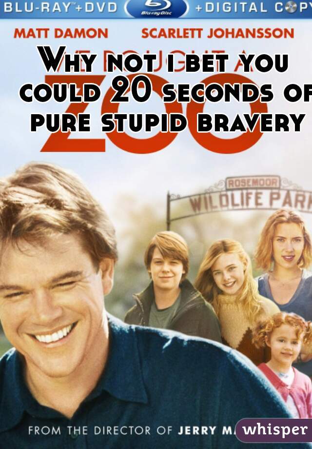 Why not i bet you could 20 seconds of pure stupid bravery