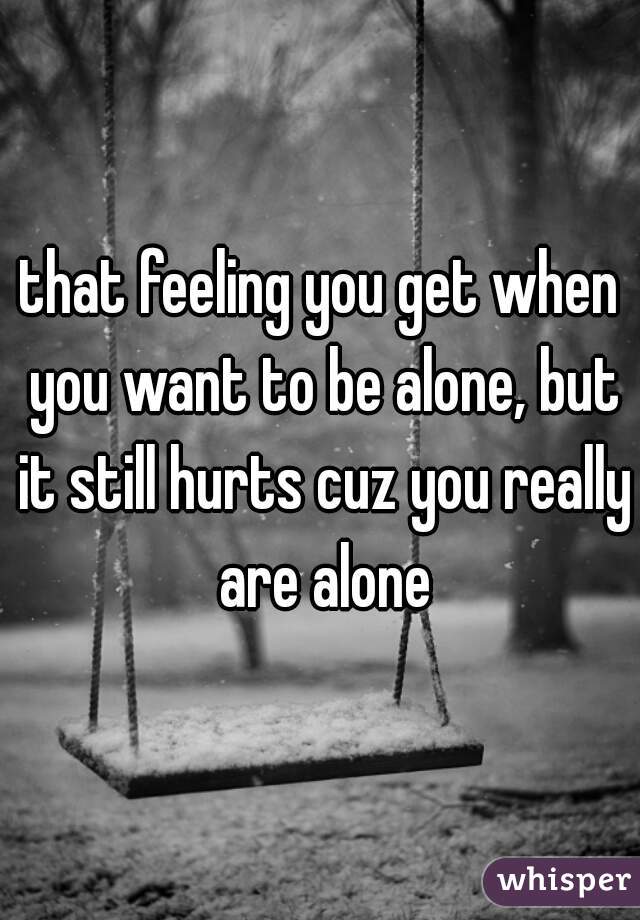 that feeling you get when you want to be alone, but it still hurts cuz you really are alone