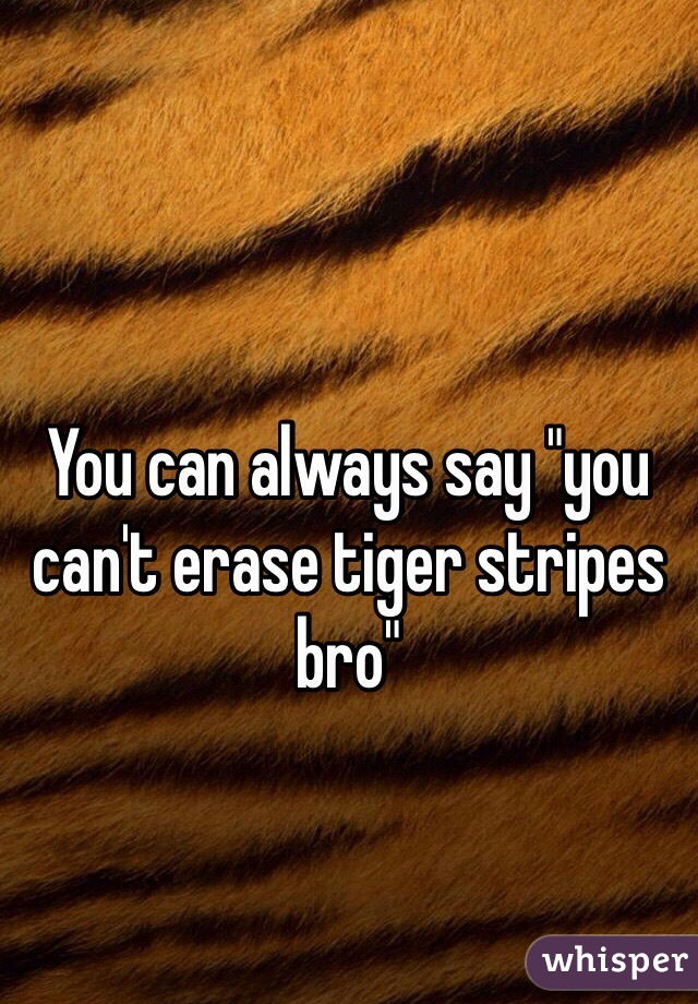 You can always say "you can't erase tiger stripes bro"