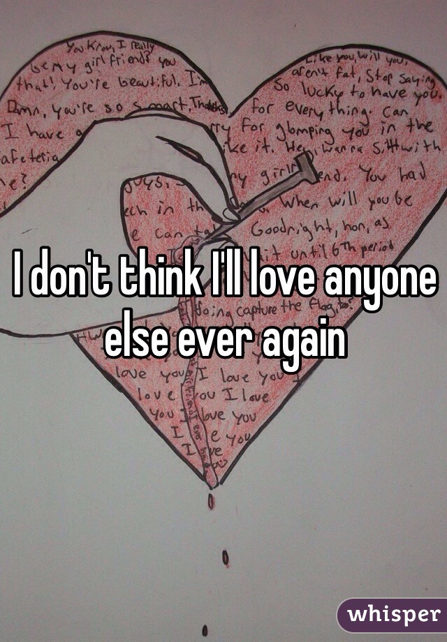 I don't think I'll love anyone else ever again 