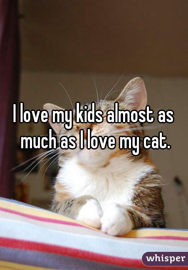 I love my kids almost as much as I love my cat.