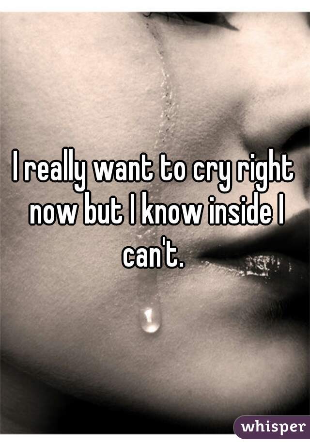 I really want to cry right now but I know inside I can't. 