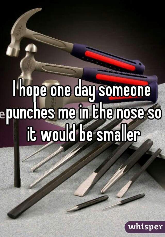I hope one day someone punches me in the nose so it would be smaller