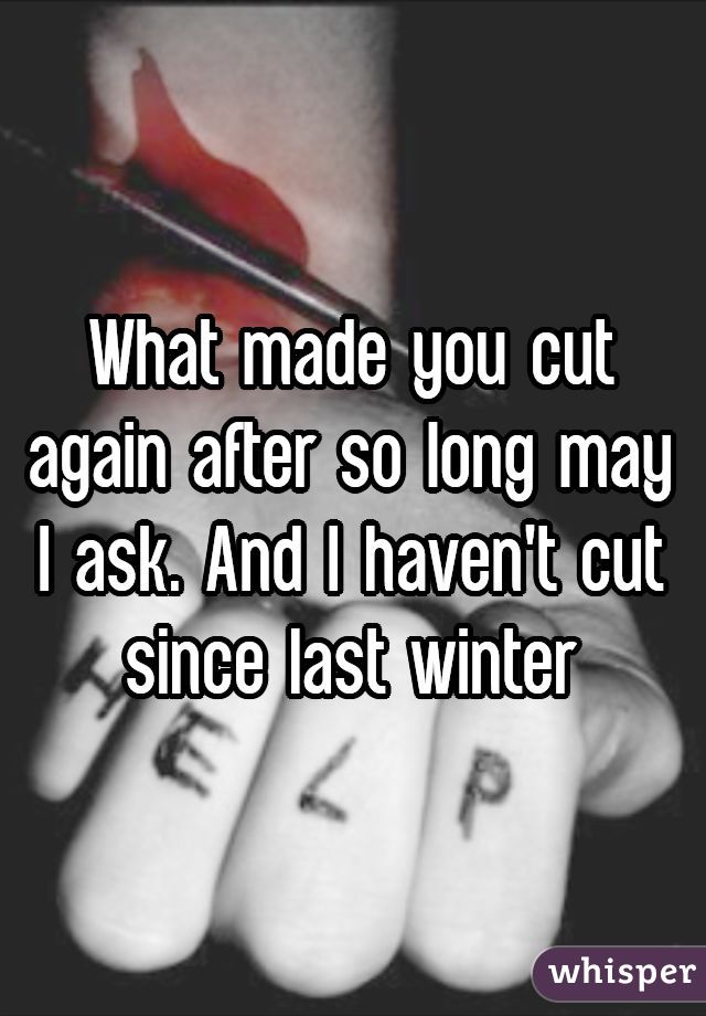 What made you cut again after so long may I ask. And I haven't cut since last winter