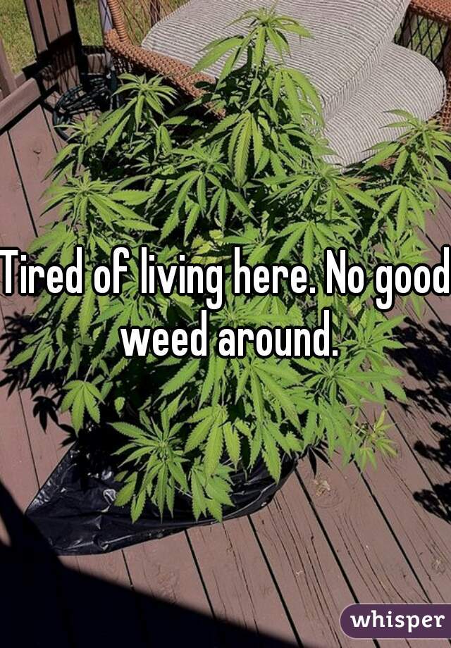 Tired of living here. No good weed around.