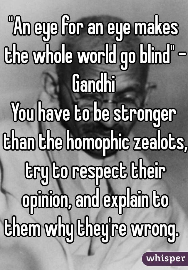 "An eye for an eye makes the whole world go blind" - Gandhi 
You have to be stronger than the homophic zealots, try to respect their opinion, and explain to them why they're wrong.  