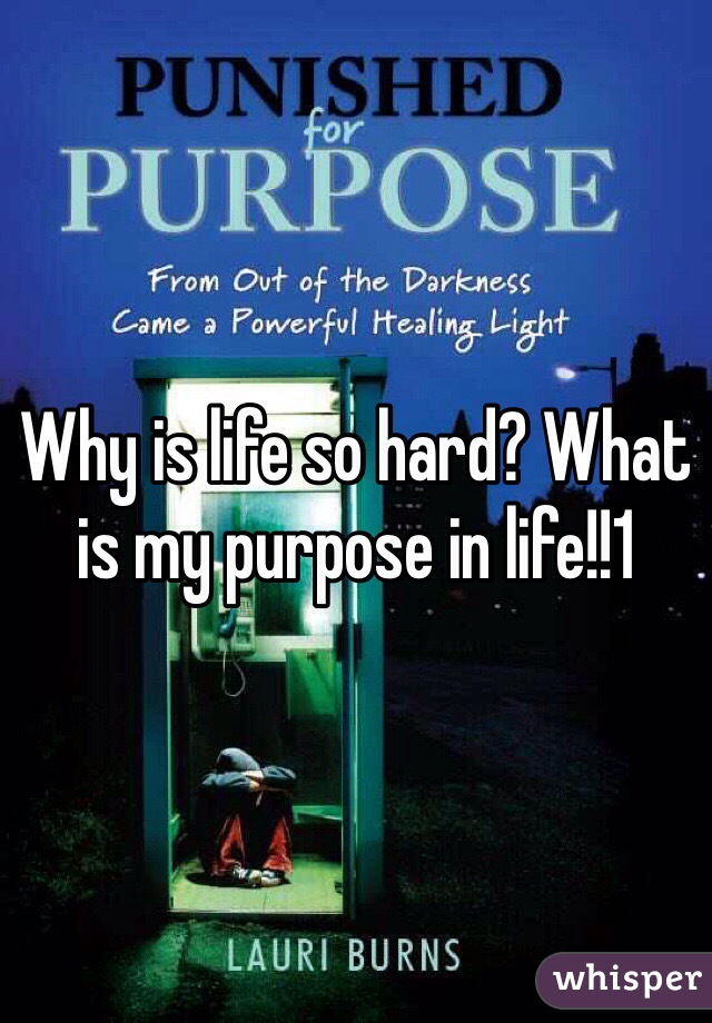 Why is life so hard? What is my purpose in life!!1