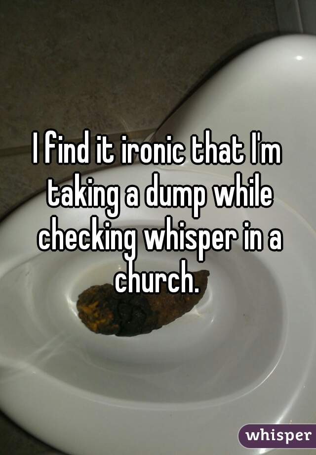 I find it ironic that I'm taking a dump while checking whisper in a church. 