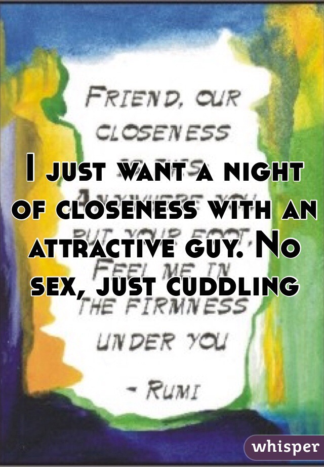 I just want a night of closeness with an attractive guy. No sex, just cuddling