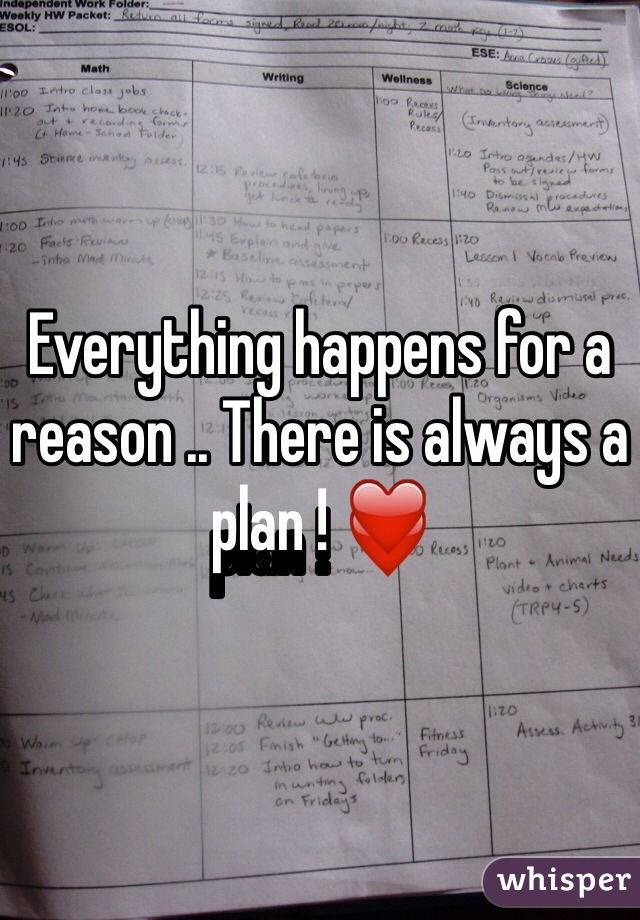 Everything happens for a reason .. There is always a plan ! ❤️